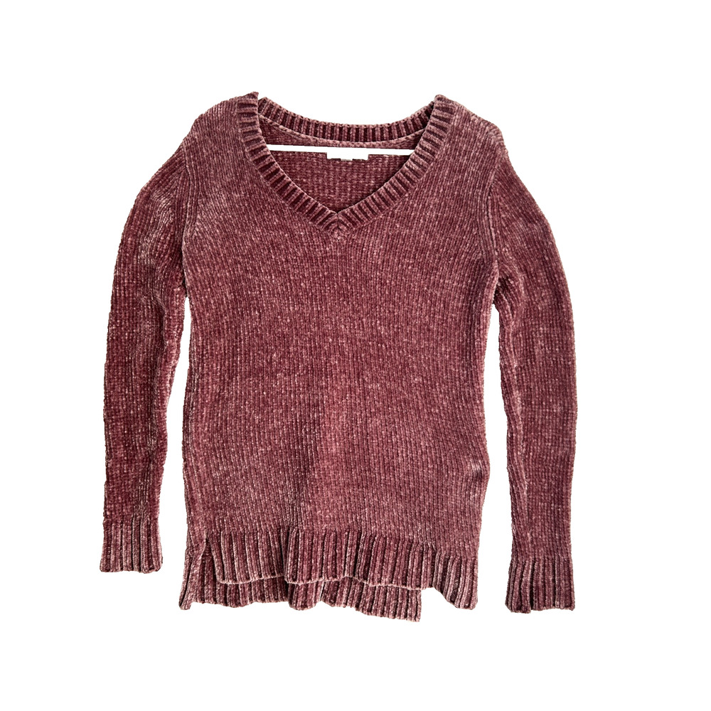 Orvis Chenille Sweater Women's Small Pink V Neck Soft Cozy Pullover Small